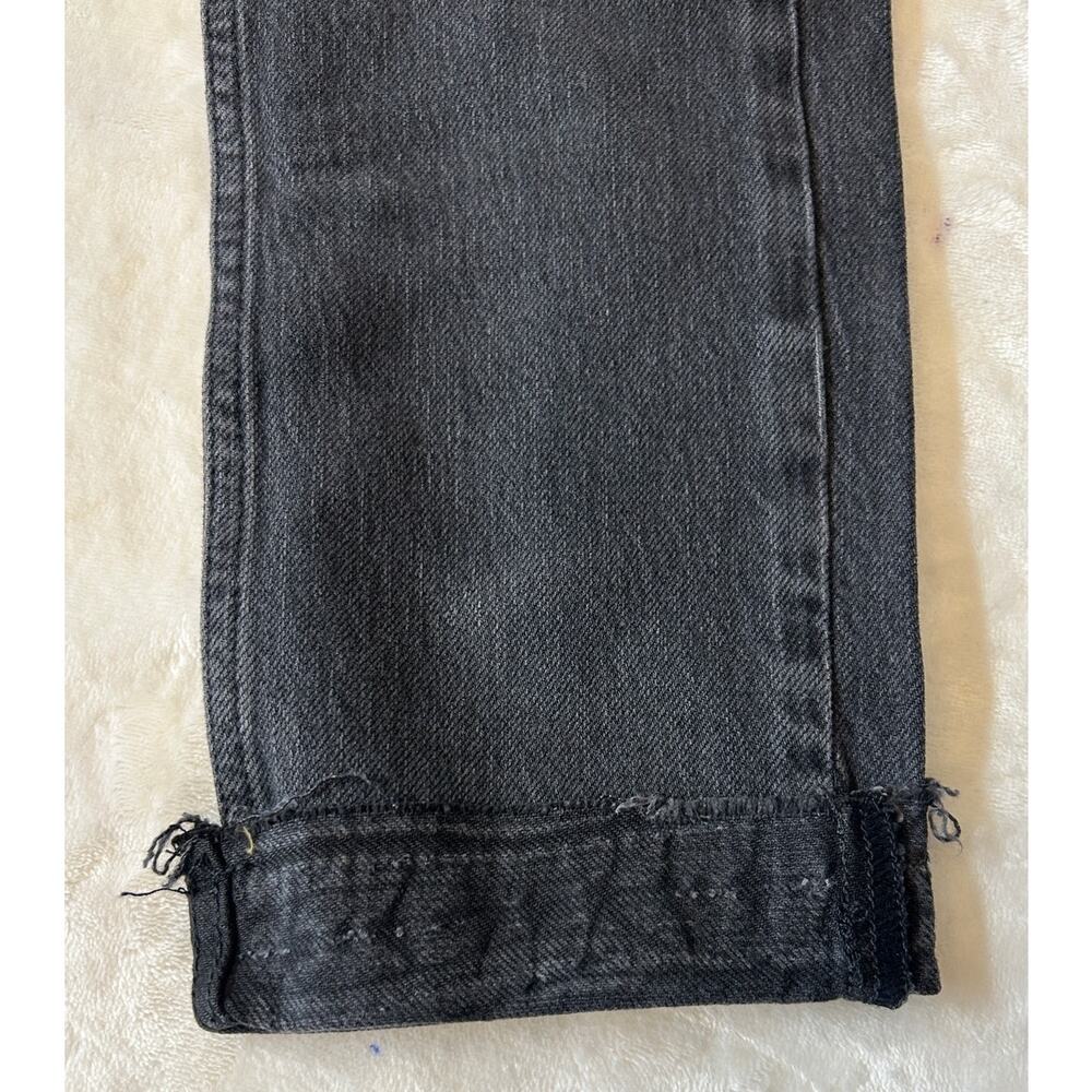 Free People Slim Boyfriend Jeans Women's Cuffed Released Frayed Hem Black Sz. 24 - Picture 10 of 11